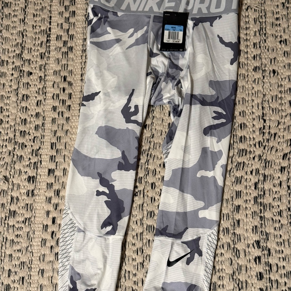 Nike White and Gray Camo Compression Pants